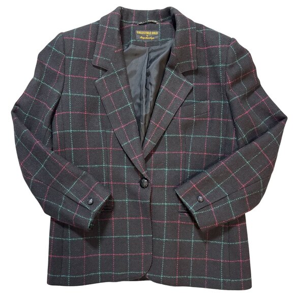 VTG Collectible Gold by Sergio Sant Angelo Women 8 Blazer Jacket Plaid Design - Picture 1 of 10